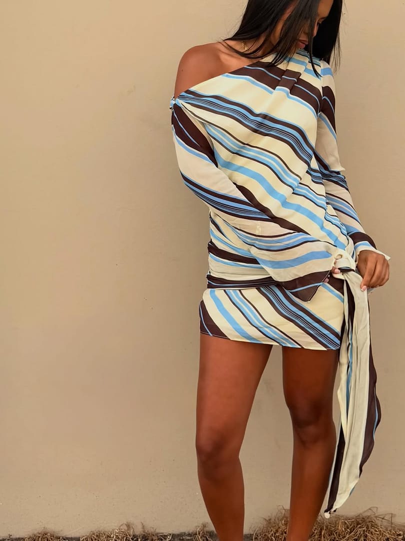 Elise Mini Dress | Ocean Stripe