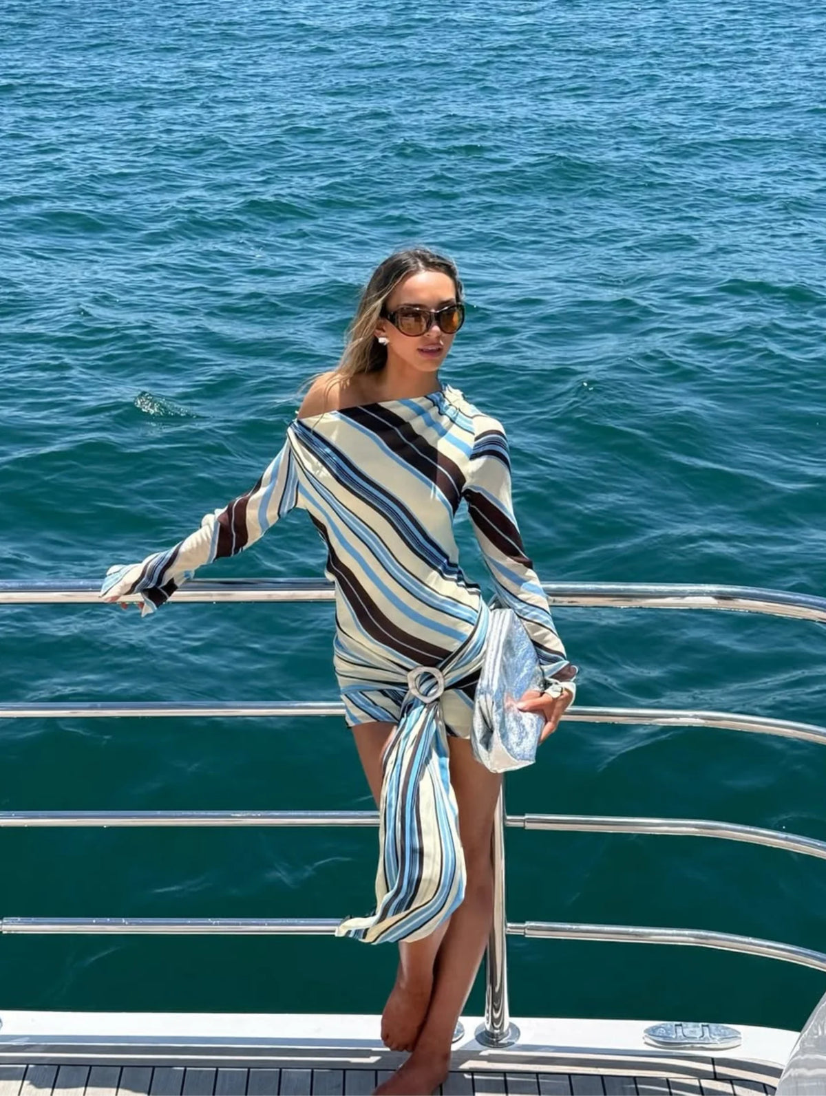 Elise Mini Dress | Ocean Stripe
