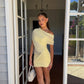 Benni Otto Mini Dress Lemon available for hire at The Label Hire