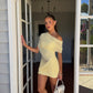 Benni Otto Mini Dress Lemon available for hire at The Label Hire