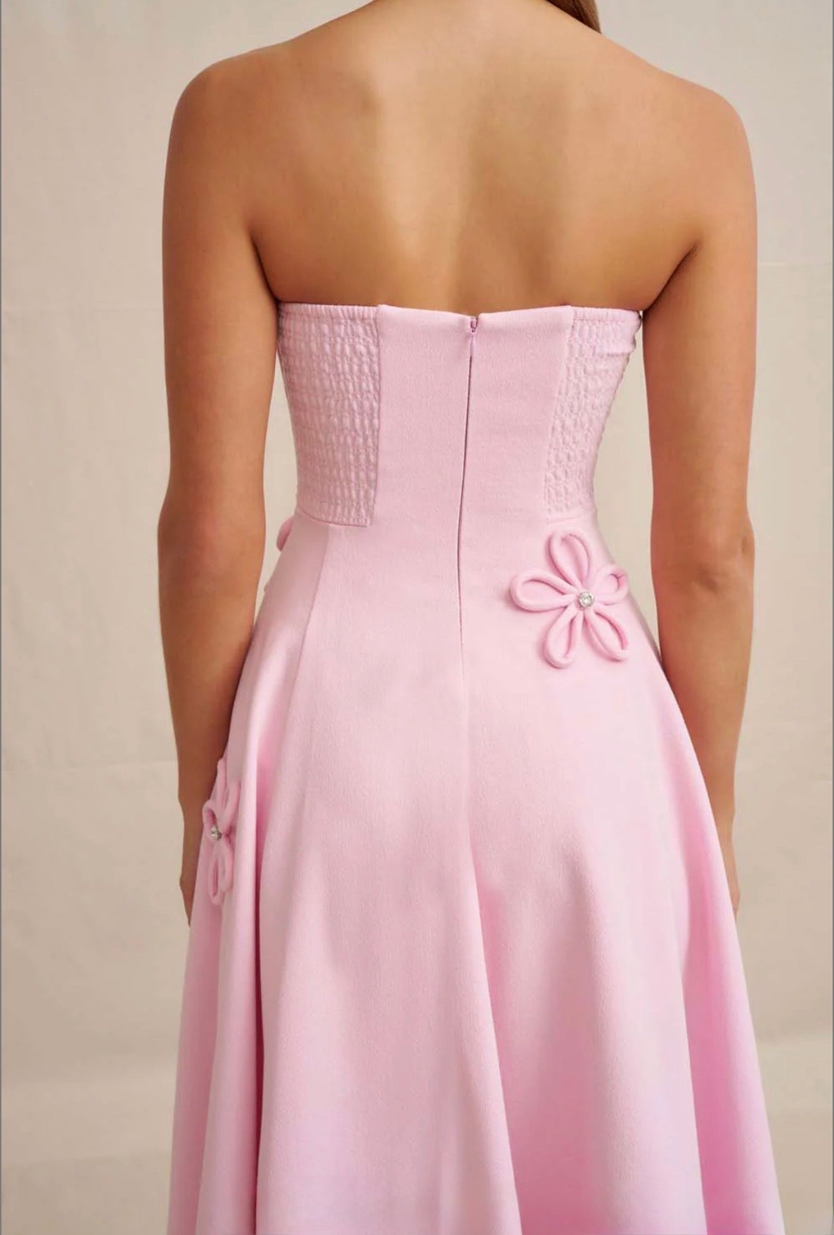 Sky Flower Strapless Dress | Pastel Pink