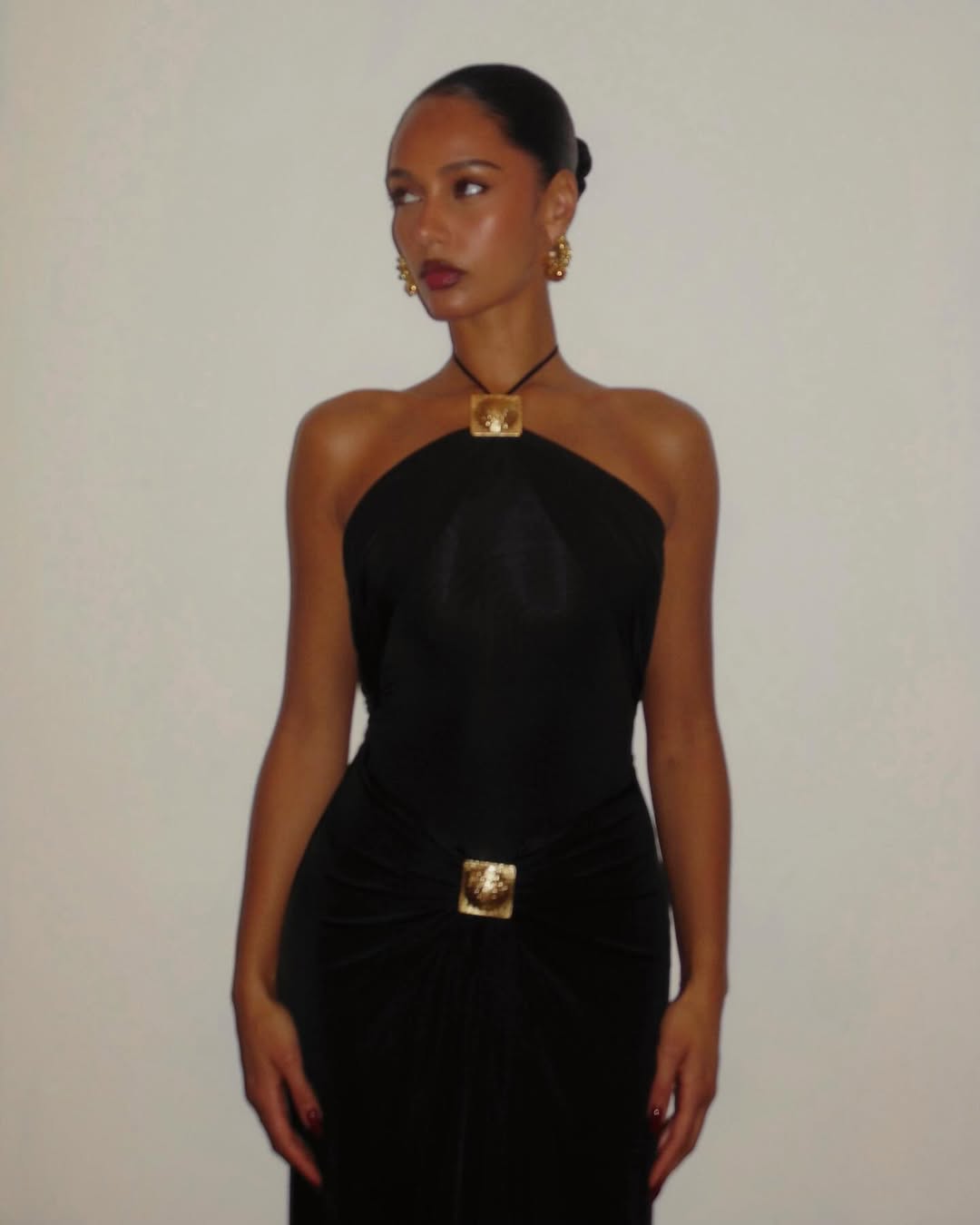 Meshki Quincy Halter Maxi Dress | Black