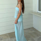 Ance Gria Romeo Gown Aqua available for hire at The Label Hire