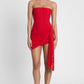 Leau Mira Mesh Corset Dress Red available for hire at The Label Hire