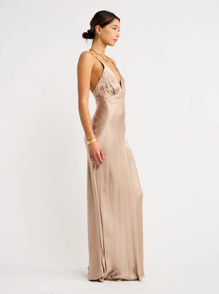 Lorelai V Maxi Dress | Smoke Taupe