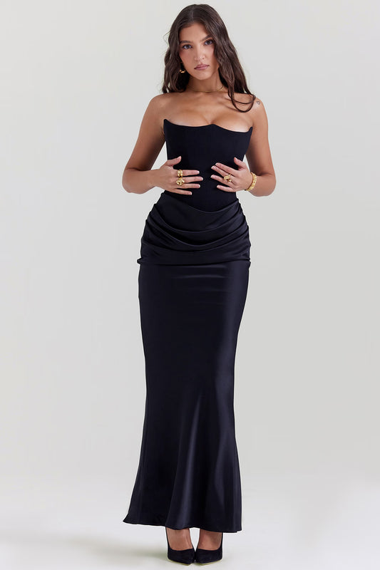 House of CB Persephone Strapless Corset Maxi | Black