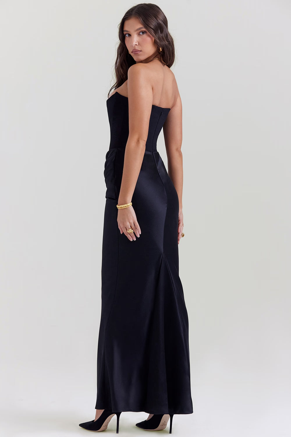 Persephone Strapless Corset Maxi | Black