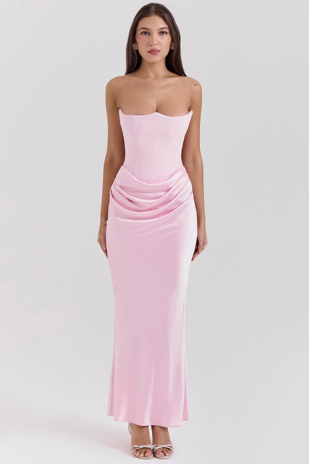 House of CB Persephone Strapless Corset Maxi | Rose Shadow