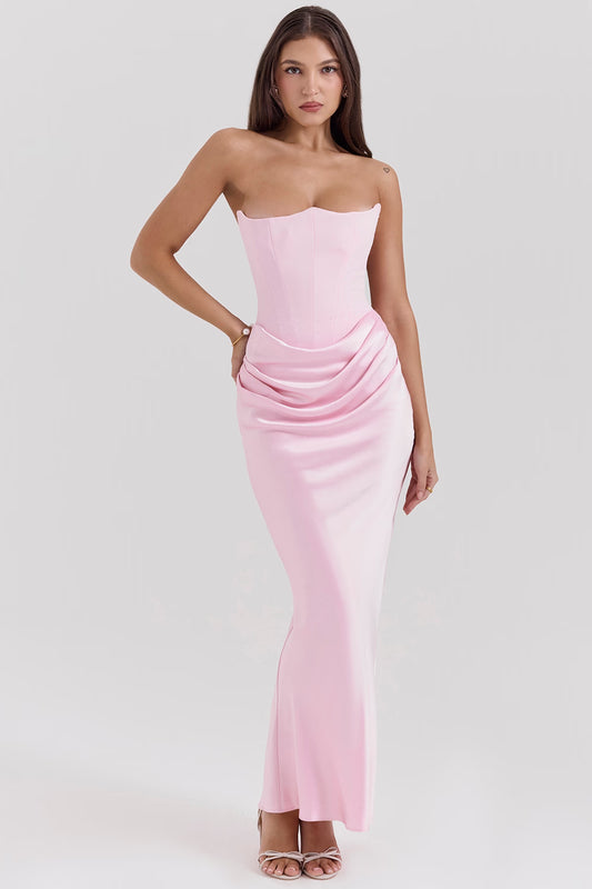 House of CB Persephone Strapless Corset Maxi | Rose Shadow