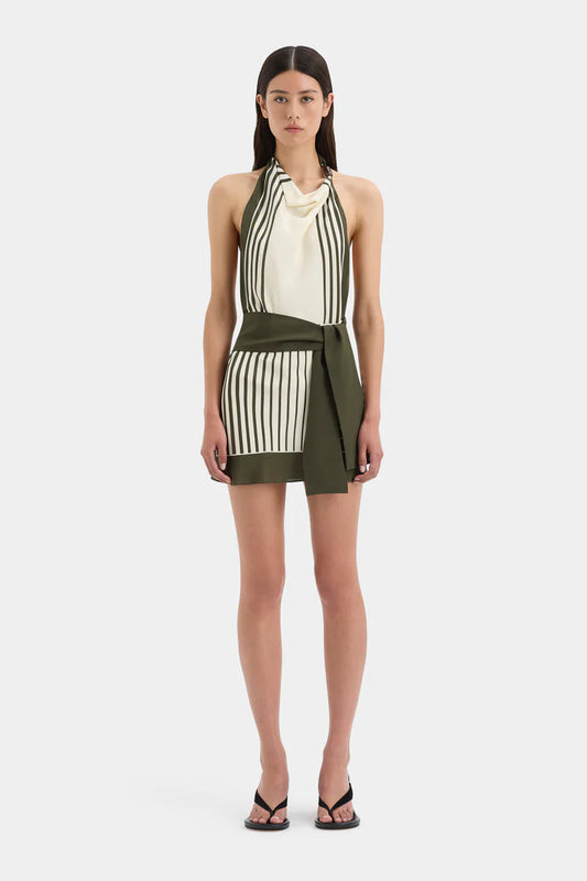 Sir The Label Leilana Mini Dress Garden Stripe available for hire at The Label Hire. 